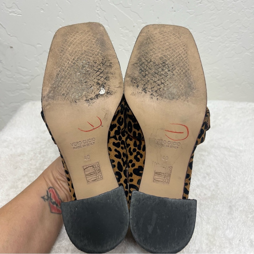 Summit White Mountain Suede Leopard Print Mules Buckle Accent Faux Fur Size 9.5 - Picture 13 of 16